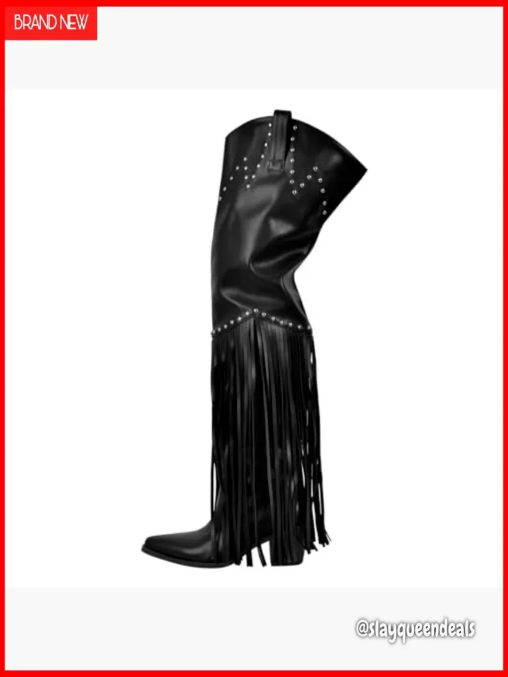 Fringe Tassel Thigh High Over Knee Boots Wide Calf Western Cowboy